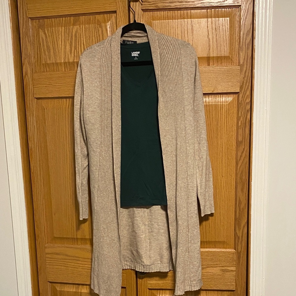 Papillon Tan Open Front Cardigan